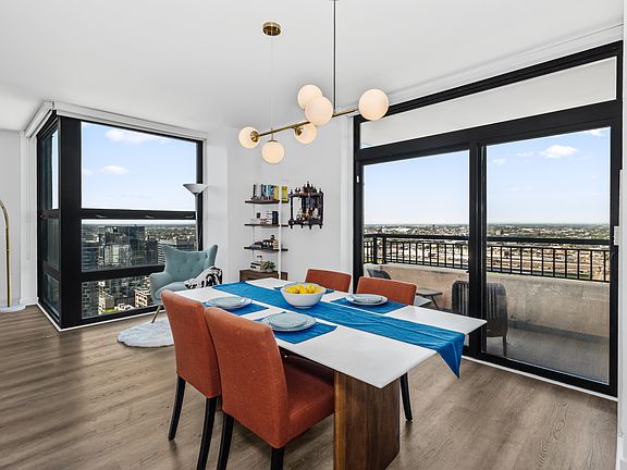 Dining room with west facing balcony