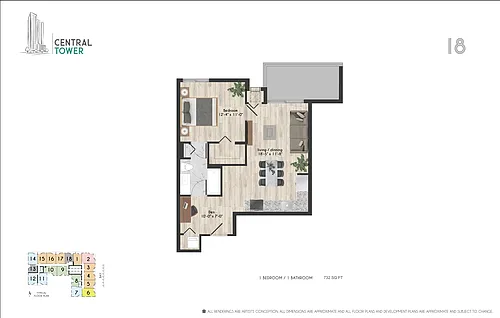 Floor plan One Bed - One Bath