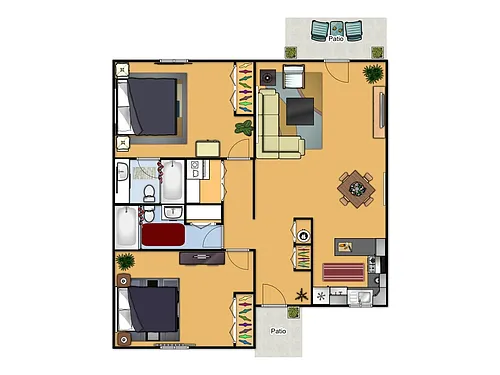 Floor plan Two Bedroom - West