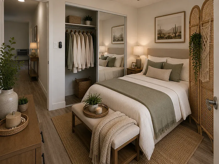 Flat Level Secondary Bedroom- Digital rendering -measurements/proportions approximate