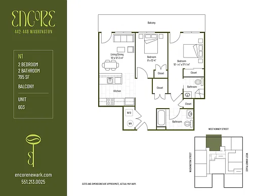 Floor plan E- Two Bedroom Two Bath