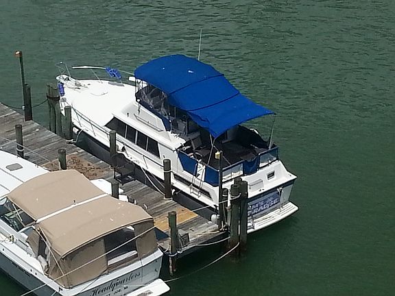 Blue and white boat