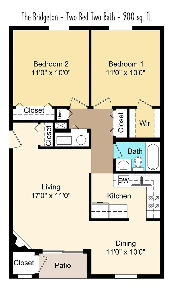 Floor plan Two Bedroom One Bath