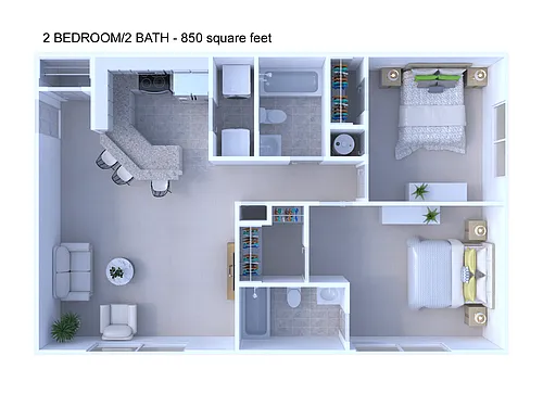 Floor plan 2 Bdrm Harvard