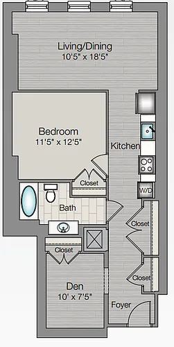Floor plan 11s14 D1BR/1BA+den