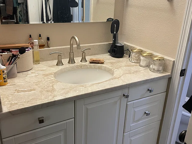 Master bathroom. Picture taken with tenants living in the property.