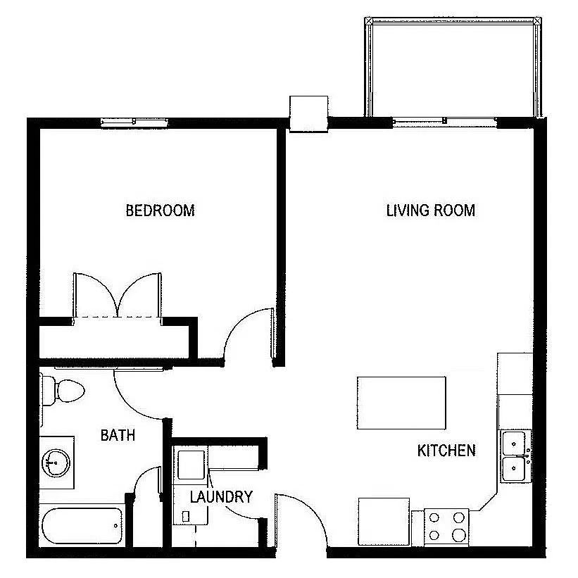 Floor plan 1 Bed 1 Bath