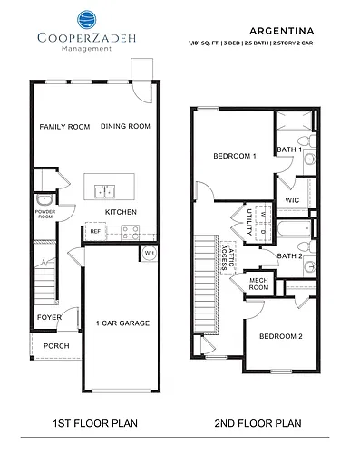 Floor plan 2 Bedrooms and 2.5 bathrooms