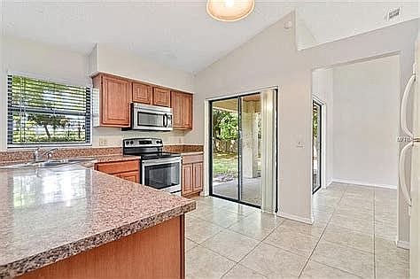 Kitchen and doorway to patio