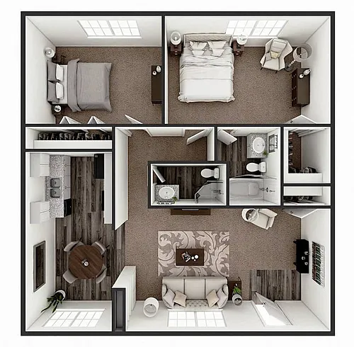 Floor plan 2 Bed 2 Bath A