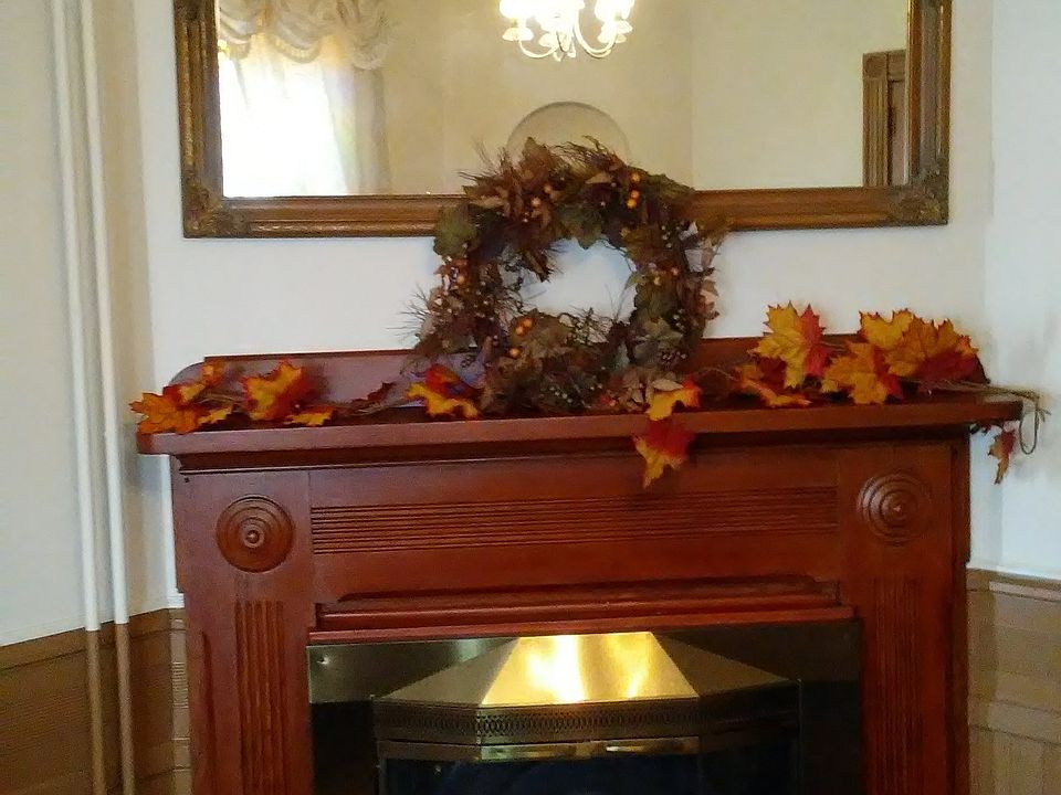 Fireplace in dining room