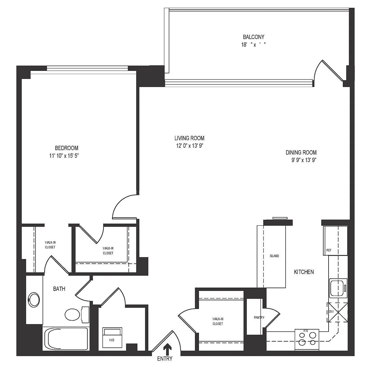 Floor plan 1 Bedroom 1 Bath 938 SF 11gr