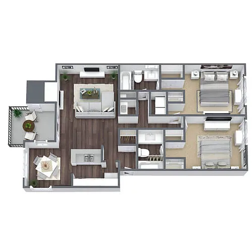 Floor plan B4: 2 Bed 2 Bath