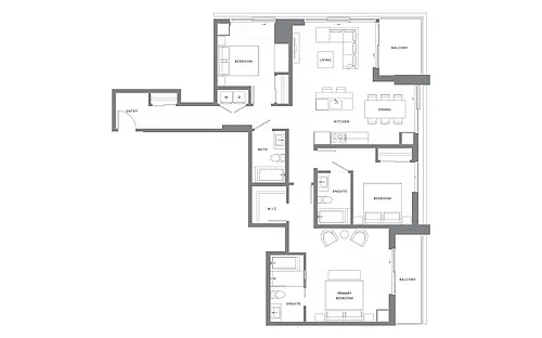 Floor plan 3 Bedroom 3 Bath C3