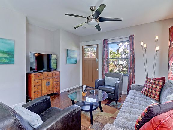 Living room with TV nook.