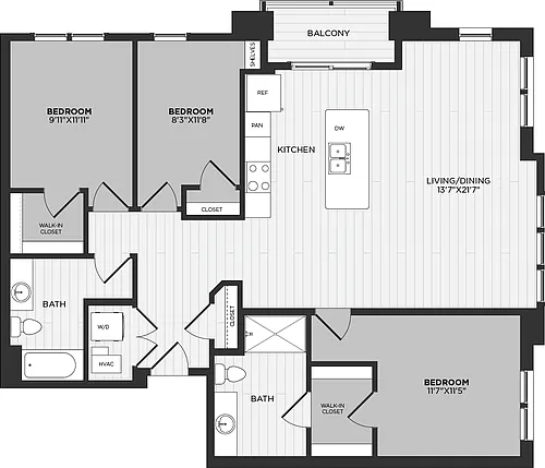 Floor plan 3 Bed/2 Bath-F1