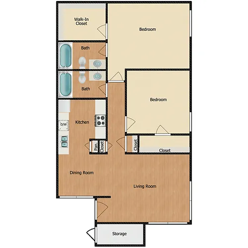 Floor plan 2 Bed 2 Bath