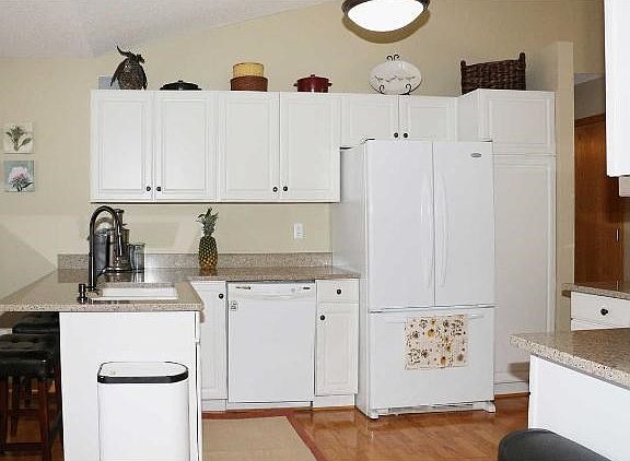 New quartz counters in kitchen.