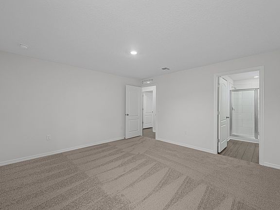 The master bedroom is spacious and has a walk in closet and bathroom attached