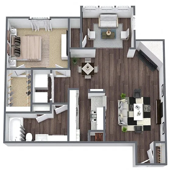 Floor plan A6: 1 Bed 1 Bath