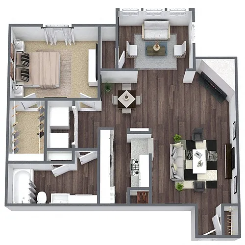 Floor plan A6: 1 Bed 1 Bath