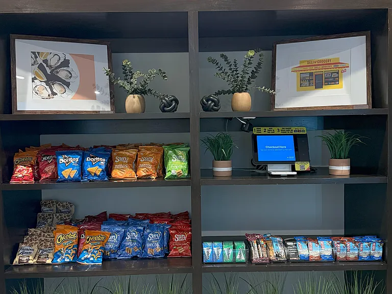 Indoor Convenience Market With Snacks and Refrigerated Drinks