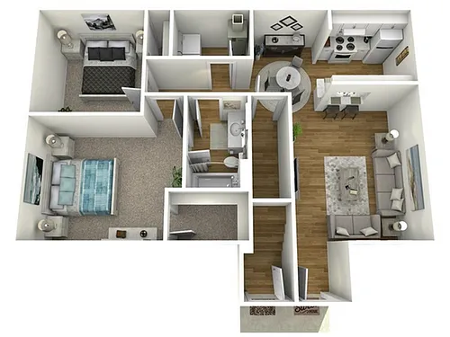 Floor plan 2 Bed, 1 Bath A (80% Income Restricted)