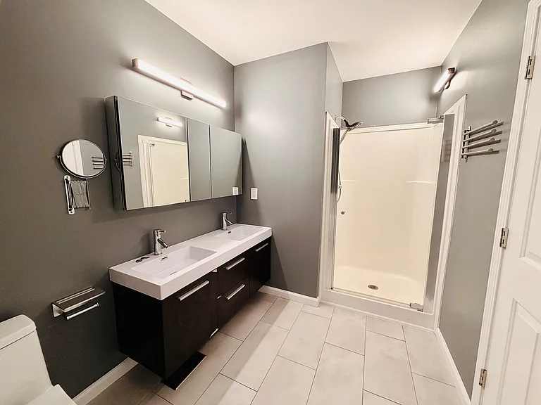 Primary bath with soaking tub and shower
