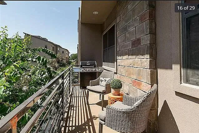 Patio off of 2nd floor living room. Propane grill allowed.