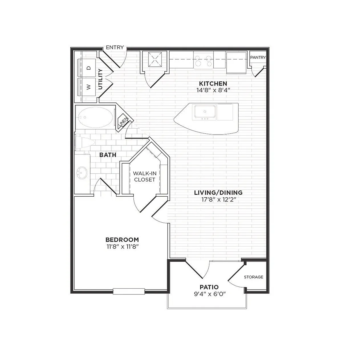 Floor plan A3A - One Bedroom