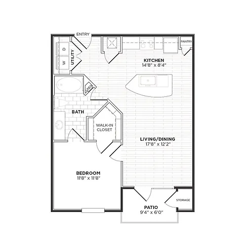 Floor plan A3A - One Bedroom