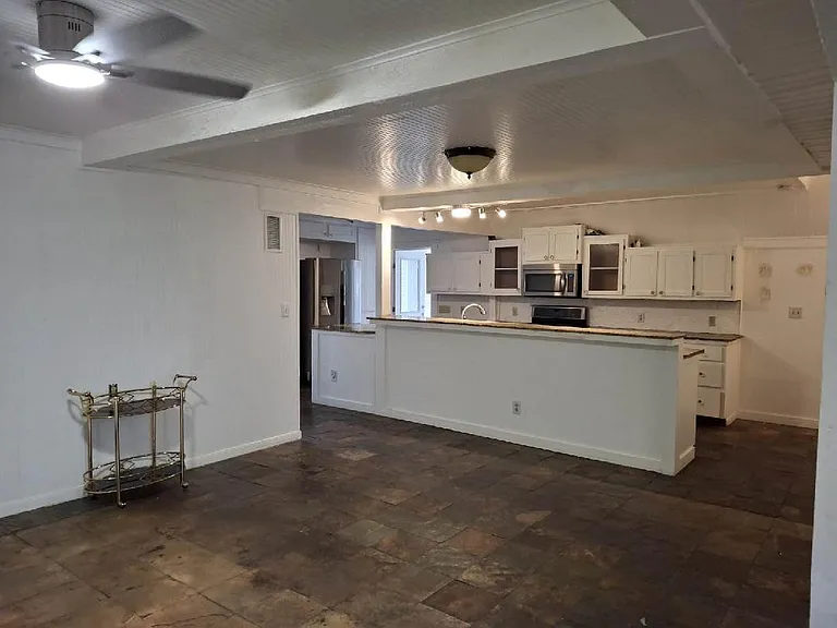 View from living room to kitchen