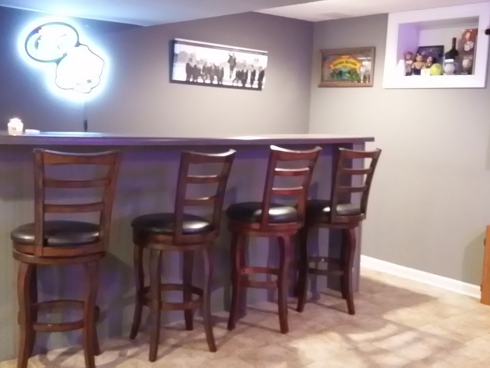 bar room in basement