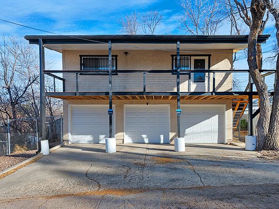 Plenty of parking and a huge deck overlooking the mountains.