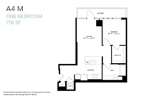 Floor plan One Bedroom A4m