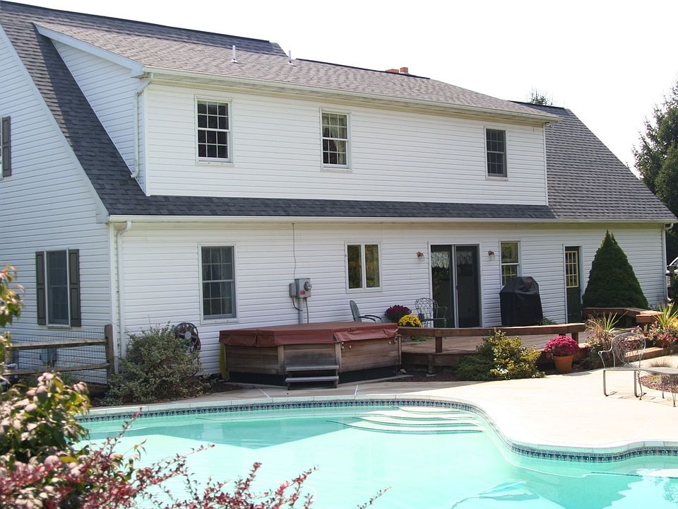 Rear view and large cement pool