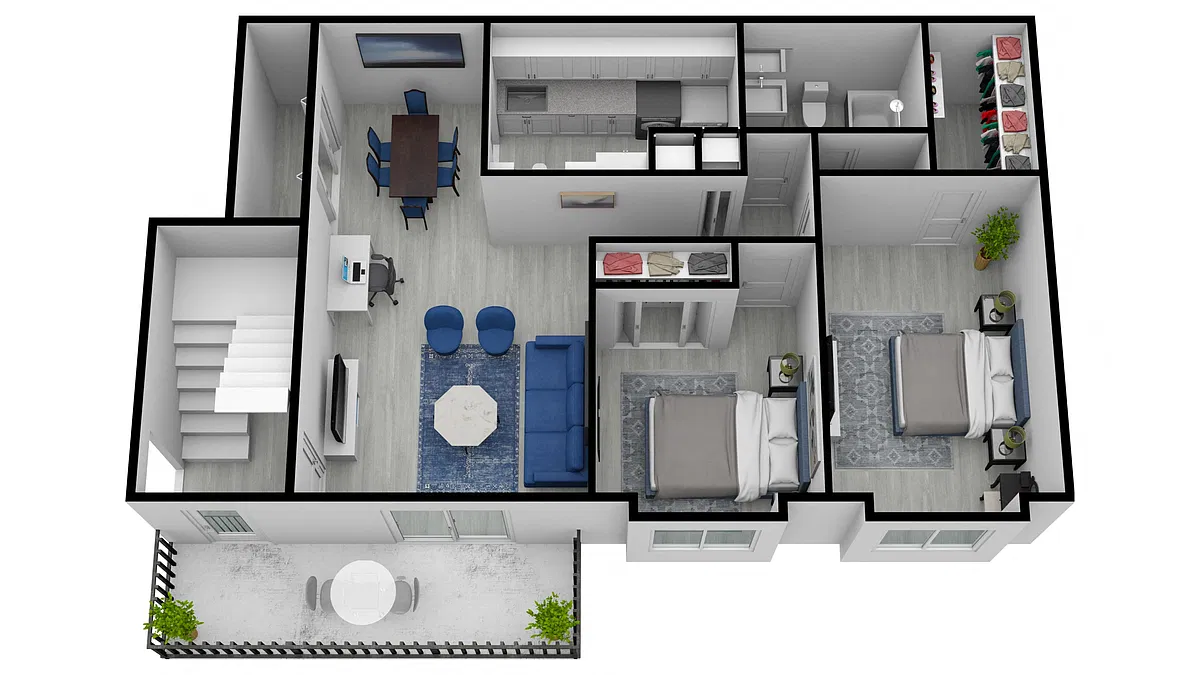 Floor plan II 2 Bed 1 Bath