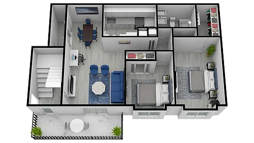 Floor plan II 2 Bed 1 Bath