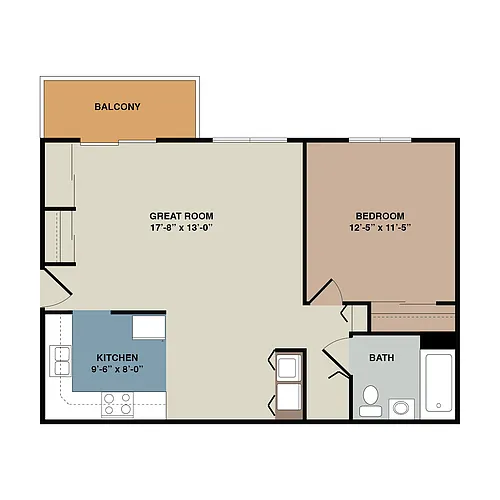 Floor plan 1 Bedroom Balcony