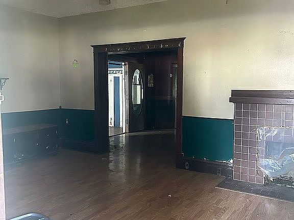 Living room with fire place.