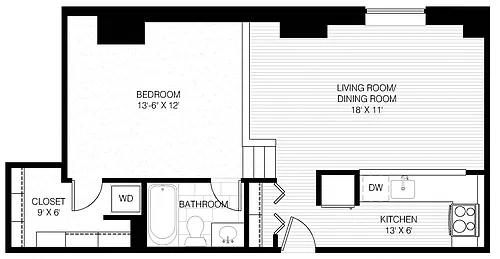 Floor plan 1 Bed 1 Bath - Loft