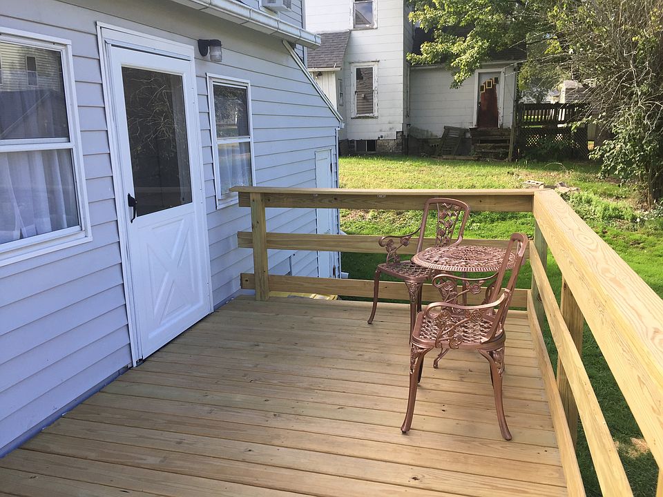 Rear deck area and entrance to apartment