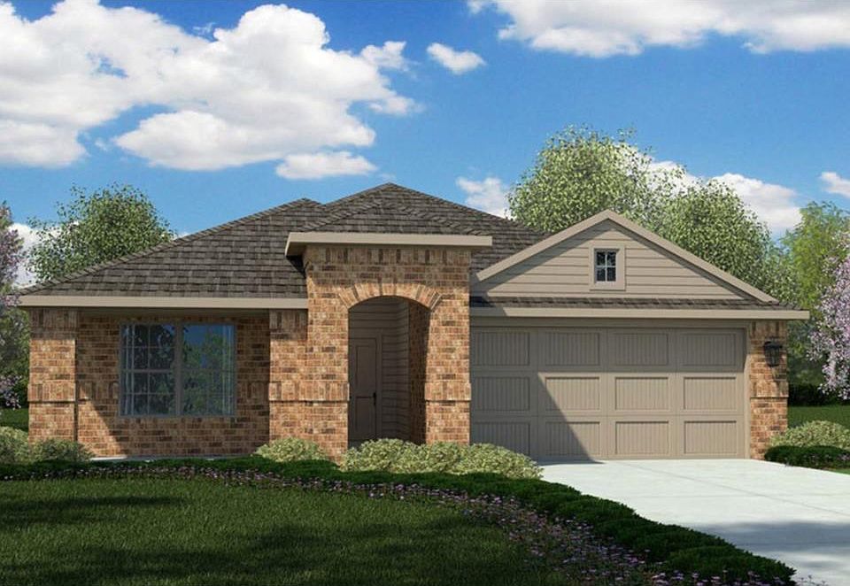 D.R. Horton's Express Homes Elgin Floorplan Elevation C. All photos shown here may not depict the specified home & features included are for illustration purposes only