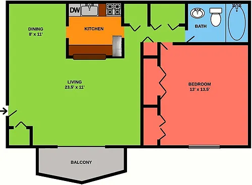 Floor plan One Bedroom Garden Style