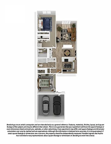 Floor plan 2x2 Premium w/ Garage