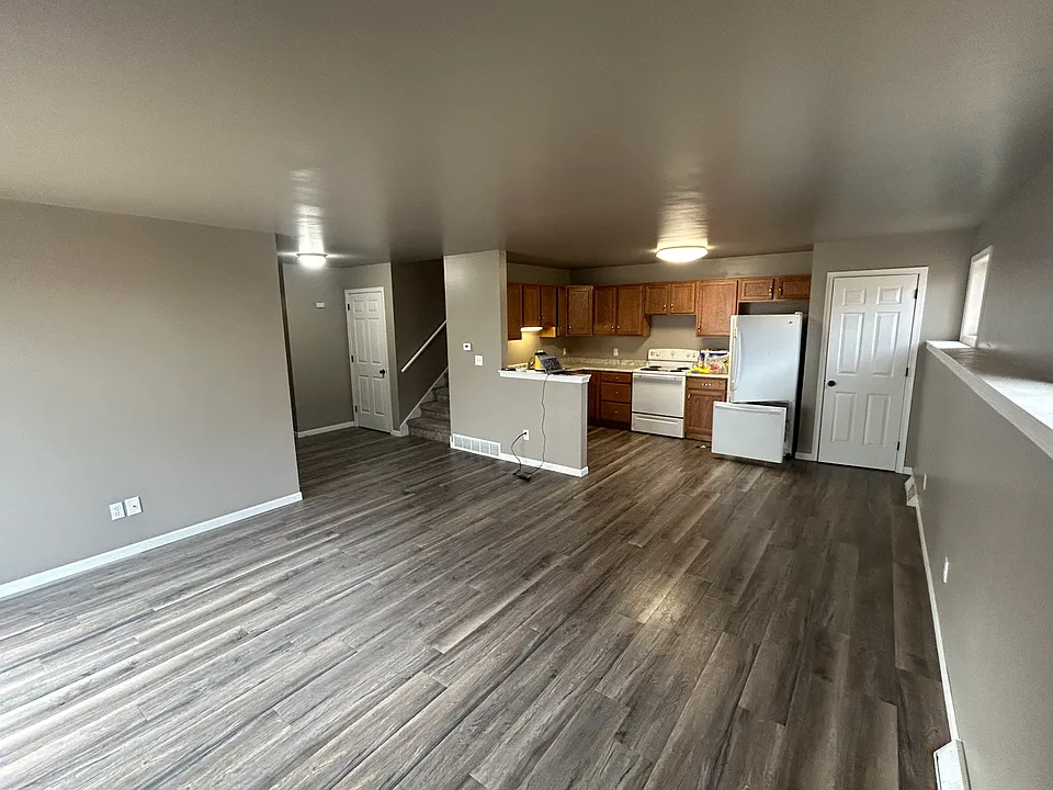 Open concept living area and kitchen.