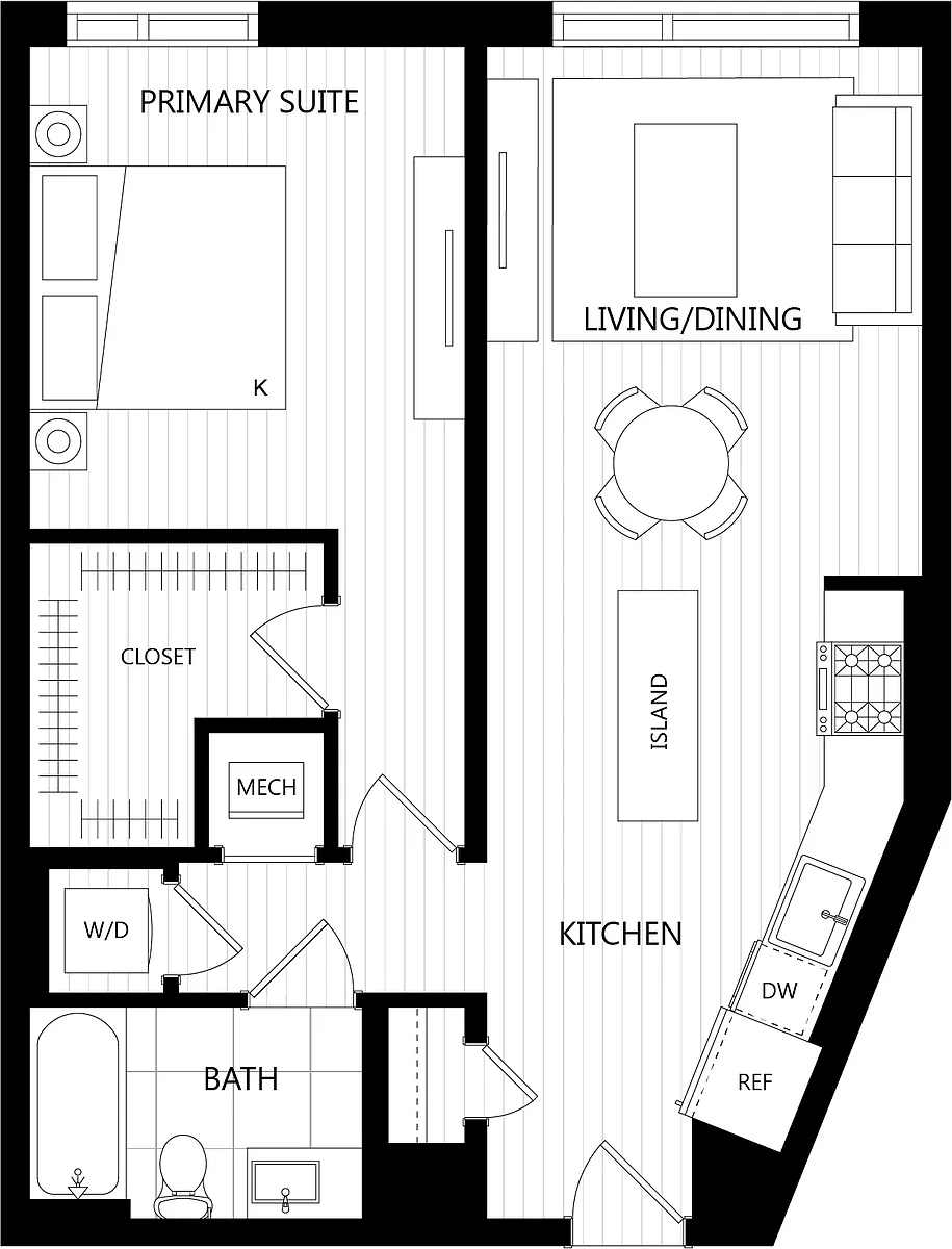 Floor plan 1 Bed/1 Bath-C4