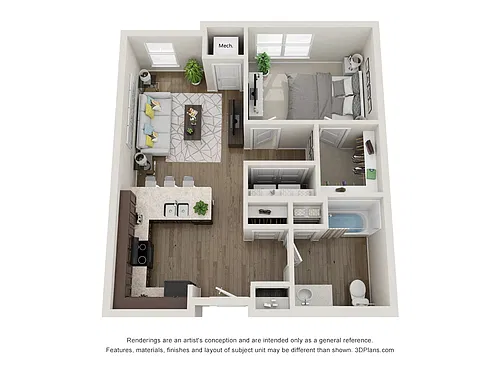Floor plan 1 Bedroom 1 Bath