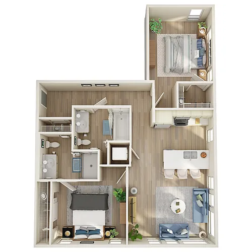 Floor plan Open 2 Bed, 2 Bath - MFTE - I