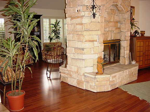 Dual flagstone fireplace